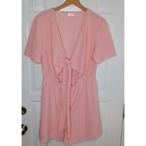 Women's XL Sweetnight Pink Beachy Summer Shorts One Piece Romper Wraparound Tie